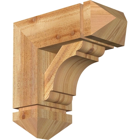 Ekena Millwork Olympic Arts and Crafts Rough Sawn Bracket w/ Offset Brace, Western Red Cedar, 6"W x 14"D x 14"H BKT0604X14X14OLY03RWR